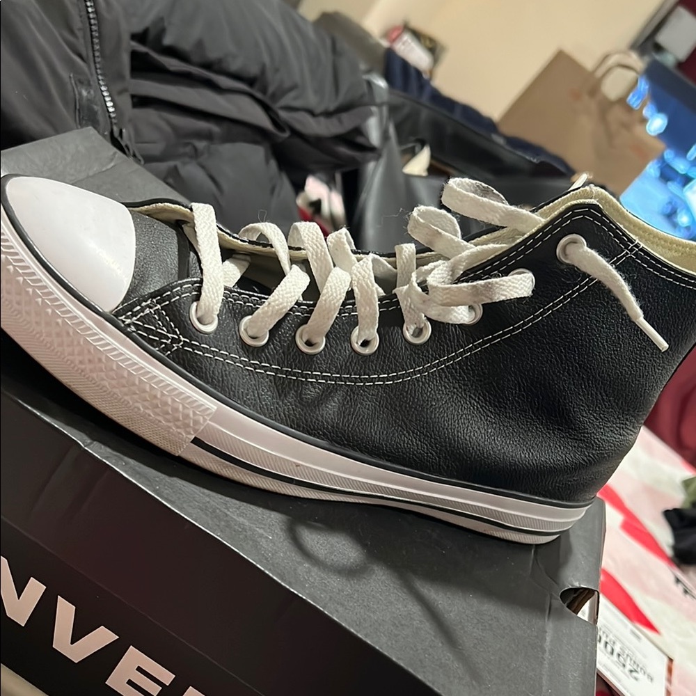 Converse Black High-Top Leather Sneakers